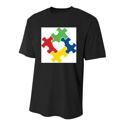 Autism Puzzle Heart Youth Performance Sprint T-Shirt