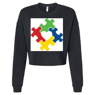 Autism Puzzle Heart Cropped Pullover Crew
