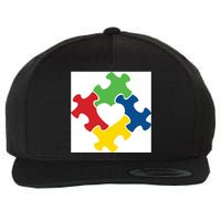 Autism Puzzle Heart Wool Snapback Cap