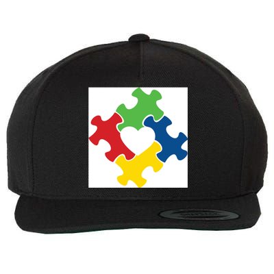 Autism Puzzle Heart Wool Snapback Cap