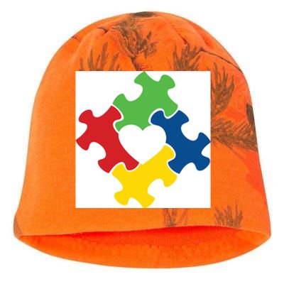 Autism Puzzle Heart Kati - Camo Knit Beanie