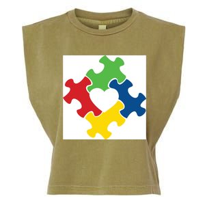 Autism Puzzle Heart Garment-Dyed Women's Muscle Tee