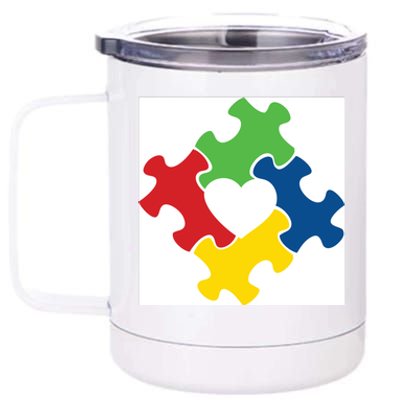 Autism Puzzle Heart 12 oz Stainless Steel Tumbler Cup