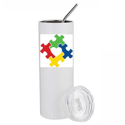 Autism Puzzle Heart Stainless Steel Tumbler