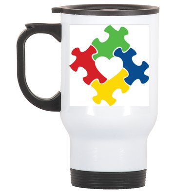 Autism Puzzle Heart Stainless Steel Travel Mug