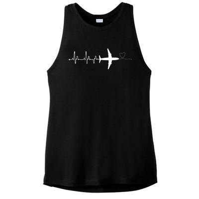 Airplane Pilot Heartbeat Clothing Student Pilot Ladies PosiCharge Tri-Blend Wicking Tank