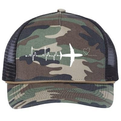 Airplane Pilot Heartbeat Clothing Student Pilot Retro Rope Trucker Hat Cap