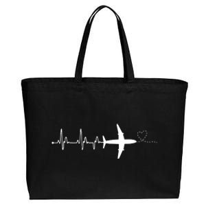 Airplane Pilot Heartbeat Clothing Student Pilot Cotton Canvas Jumbo Tote