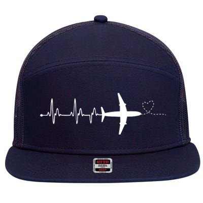 Airplane Pilot Heartbeat Clothing Student Pilot 7 Panel Mesh Trucker Snapback Hat