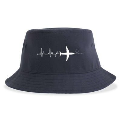 Airplane Pilot Heartbeat Clothing Student Pilot Sustainable Bucket Hat