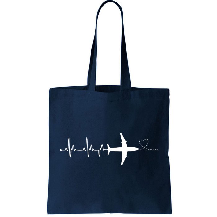 Airplane Pilot Heartbeat Clothing Student Pilot Tote Bag