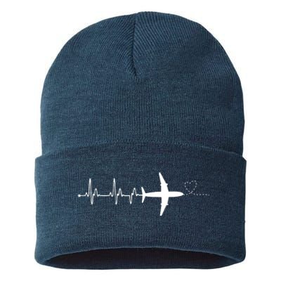 Airplane Pilot Heartbeat Clothing Student Pilot Sustainable Knit Beanie