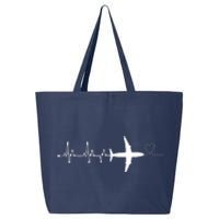 Airplane Pilot Heartbeat Clothing Student Pilot 25L Jumbo Tote