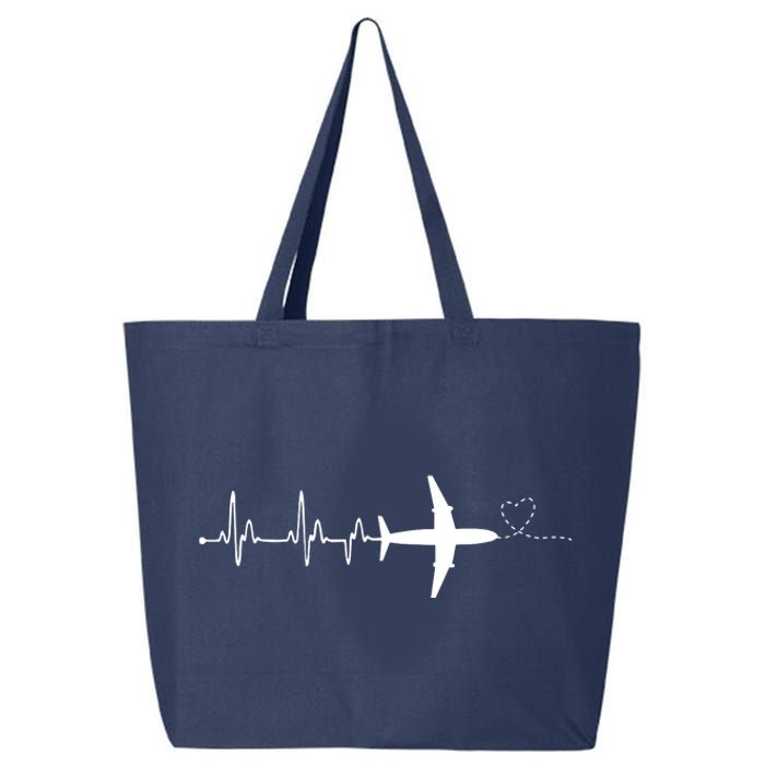 Airplane Pilot Heartbeat Clothing Student Pilot 25L Jumbo Tote