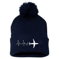 Airplane Pilot Heartbeat Clothing Student Pilot Pom Pom 12in Knit Beanie