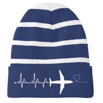 Airplane Pilot Heartbeat Clothing Student Pilot Striped Beanie with Solid Band