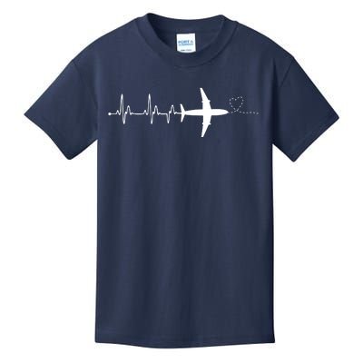 Airplane Pilot Heartbeat Clothing Student Pilot Kids T-Shirt