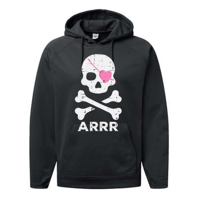 Arrr Pirate Heart Eyepatch Halloween Performance Fleece Hoodie