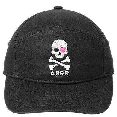 Arrr Pirate Heart Eyepatch Halloween 7-Panel Snapback Hat