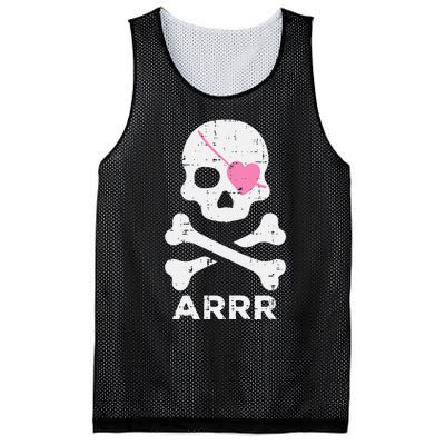 Arrr Pirate Heart Eyepatch Halloween Mesh Reversible Basketball Jersey Tank