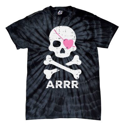 Arrr Pirate Heart Eyepatch Halloween Tie-Dye T-Shirt