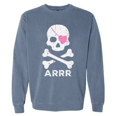 Arrr Pirate Heart Eyepatch Halloween Garment-Dyed Sweatshirt