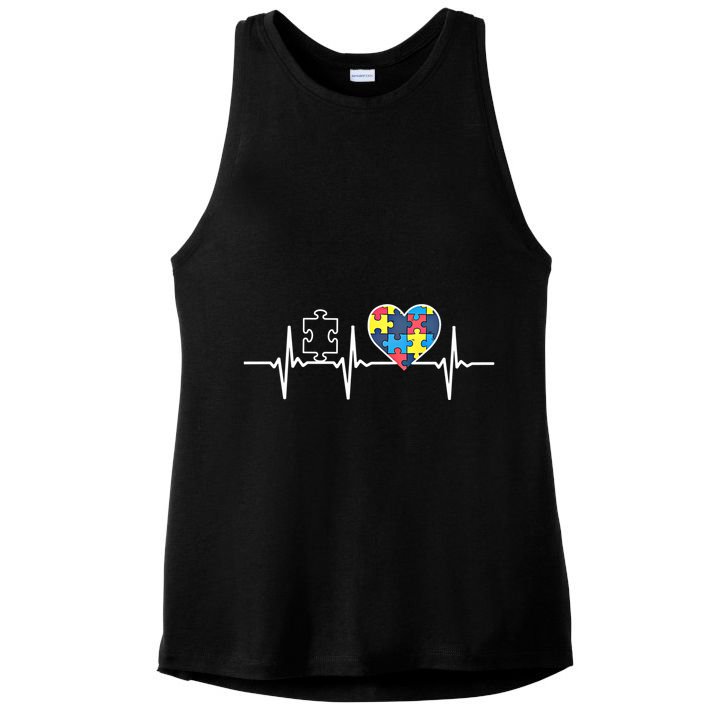 Autism Puzzle Heartbeat Autism Awareness Gift Cool Gift Ladies PosiCharge Tri-Blend Wicking Tank