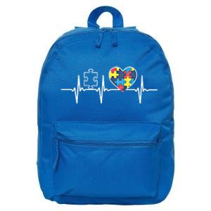 Autism Puzzle Heartbeat Autism Awareness Gift Cool Gift 16 in Basic Backpack