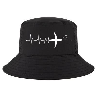 Airplane Pilot Heartbeat Clothing Gift Student Pilot Gift Cool Comfort Performance Bucket Hat