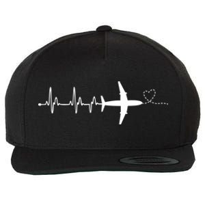 Airplane Pilot Heartbeat Clothing Gift Student Pilot Gift Wool Snapback Cap