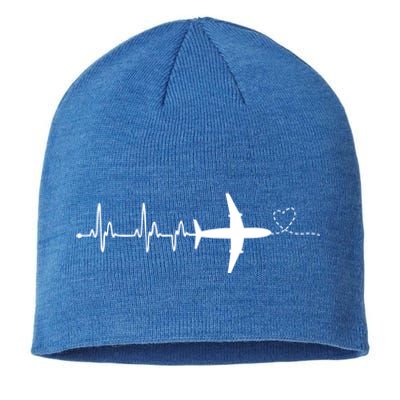 Airplane Pilot Heartbeat Clothing Gift Student Pilot Gift Sustainable Beanie