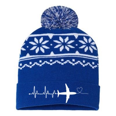 Airplane Pilot Heartbeat Clothing Gift Student Pilot Gift USA-Made Snowflake Beanie