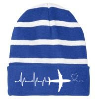 Airplane Pilot Heartbeat Clothing Gift Student Pilot Gift Striped Beanie with Solid Band