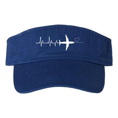 Airplane Pilot Heartbeat Clothing Gift Student Pilot Gift Valucap Bio-Washed Visor