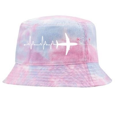 Airplane Pilot Heartbeat Clothing Gift Student Pilot Gift Tie-Dyed Bucket Hat