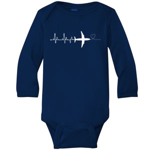 Airplane Pilot Heartbeat Clothing Gift Student Pilot Gift Baby Long Sleeve Bodysuit