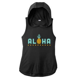 Aloha Pineapple Hawaiian Ladies PosiCharge Tri-Blend Wicking Draft Hoodie Tank