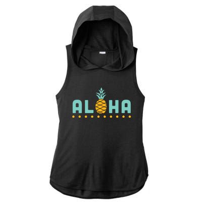 Aloha Pineapple Hawaiian Ladies PosiCharge Tri-Blend Wicking Draft Hoodie Tank