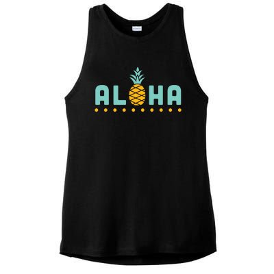 Aloha Pineapple Hawaiian Ladies PosiCharge Tri-Blend Wicking Tank