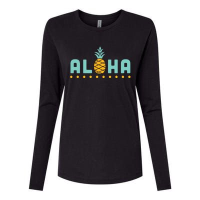 Aloha Pineapple Hawaiian Womens Cotton Relaxed Long Sleeve T-Shirt