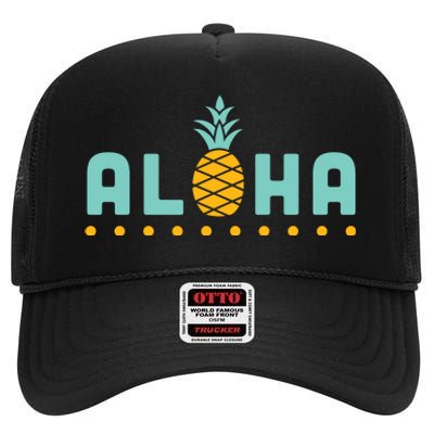 Aloha Pineapple Hawaiian High Crown Mesh Back Trucker Hat