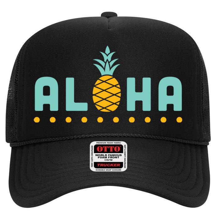 Aloha Pineapple Hawaiian High Crown Mesh Back Trucker Hat