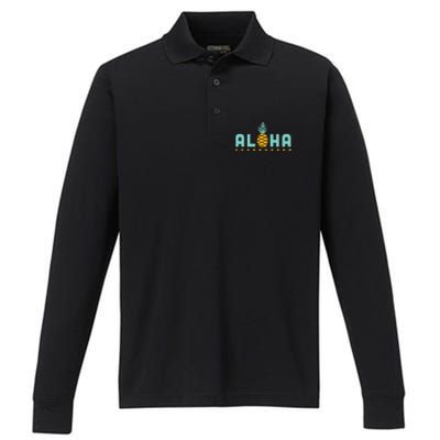 Aloha Pineapple Hawaiian Performance Long Sleeve Polo