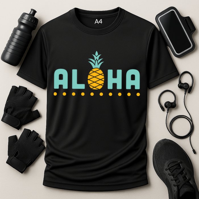 Aloha Pineapple Hawaiian Cooling Performance Crew T-Shirt