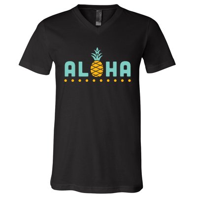 Aloha Pineapple Hawaiian V-Neck T-Shirt