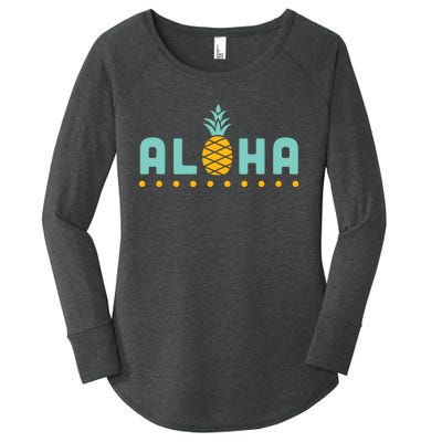 Aloha Pineapple Hawaiian Women's Perfect Tri Tunic Long Sleeve Shirt