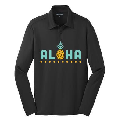 Aloha Pineapple Hawaiian Silk Touch Performance Long Sleeve Polo