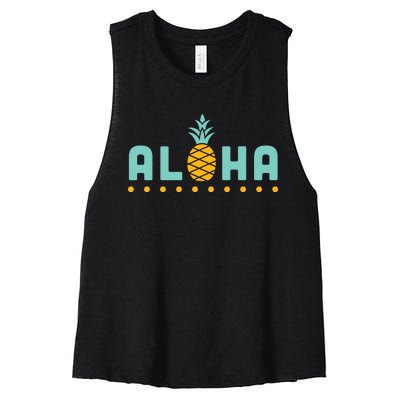 Aloha Pineapple Hawaiian Women's Racerback Cropped Tank