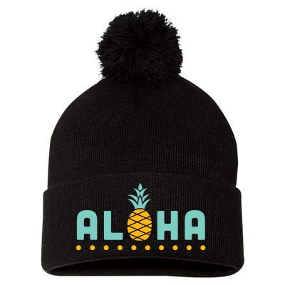 Aloha Pineapple Hawaiian Pom Pom 12in Knit Beanie