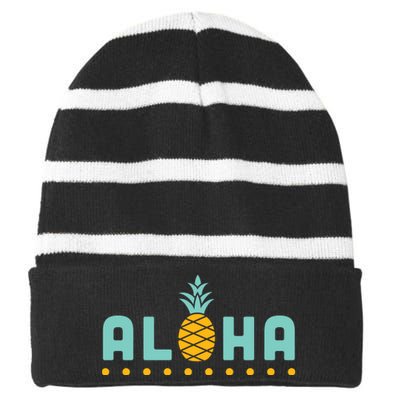 Aloha Pineapple Hawaiian Striped Beanie with Solid Band